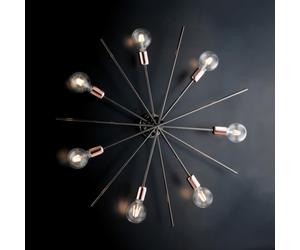 Plafoniera Bloom Ø95xH14 cm, Cromo Nero Oro Rosa, Ferro Cromo Rame, 7xE27 - 55 Watt Max