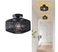 Plafoniera Boho in rattan intrecciata a mano con montaggio a incasso, plafoniera per fattoria, per camera da letto, soggiorno, corridoio, ingresso