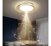 Plafoniera camera da letto con telecomando, lampadario minimalista LED dimmerabile, design anello tondo dorato, moderno luce da soffitto per sala da pranzo salotto studio illuminazione art deco Ø55cm