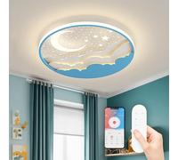 Plafoniera Cameretta Bambini, Lampada Da Soffitto A LED Per Bambini Dimmerabile Con Telecomando, Star Moon Creativa Plafoniera Acrilico Camera dei bambini per Ragazzi Ragazze Soggiorno, Blu