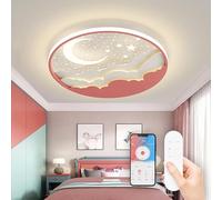 Plafoniera Cameretta Bambini, Lampada Da Soffitto A LED Per Bambini Dimmerabile Con Telecomando, Star Moon Creativa Plafoniera Acrilico Camera dei bambini per Ragazzi Ragazze Soggiorno, Rosa