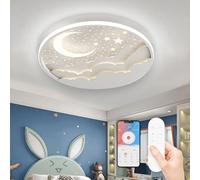 Plafoniera Cameretta Bambini, Lampada Da Soffitto A LED Per Bambini Dimmerabile Con Telecomando, Star Moon Creativa Plafoniera Acrilico Camera dei bambini per Ragazzi Ragazze Soggiorno, Bianco