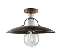 Plafoniera Cantina Stile Industrial 1 Luce Ferro Marrone E Oro