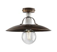 Plafoniera Cantina Stile Industrial 1 Luce Ferro Marrone E Oro