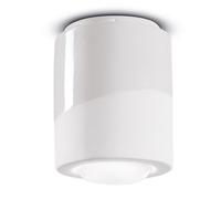 Plafoniera Ceramica Bianca Ø 12,5 CM Tondo H:14 Montata E27 Retrò Spot Lampada