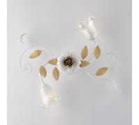 Plafoniera Cesto Ø52xH17 cm, Bianco Avorio, Ferro Laccato Shabby, 2xE14 - 42W Max