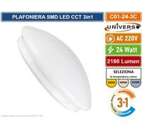 PLAFONIERA CIRCOLARE A LED 24W MONTAGGIO A SOFFITTO CCT 3in1 COLORE LUCE SELEZIO