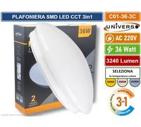 PLAFONIERA CIRCOLARE A LED 36W MONTAGGIO A SOFFITTO CCT 3in1 COLORE LUCE SELEZIO
