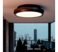 LEDKIA LIGHTING Plafoniera Circolare da Soffitto per Esterni Curio Nero IP65 Ø300 mm Nero E27