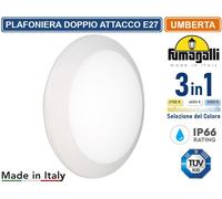 PLAFONIERA CIRCOLARE DAESTERNO IP66 BIANCA PERLAMPADINE CONDOPPIO ATTACCOE27 CCT