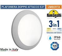 PLAFONIERA CIRCOLARE DAESTERNO IP66 GRIGIA PERLAMPADINE CONDOPPIO ATTACCOE27 CCT