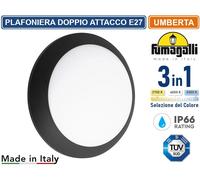 PLAFONIERA CIRCOLARE DAESTERNO IP66 NERA PER LAMPADINE CON DOPPIO ATTACCOE27 CCT