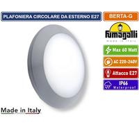 PLAFONIERA CIRCOLARE GRIGIA CON PORTALAMPADA E27 MAX 60W DA ESTERNO IP66
