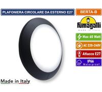 PLAFONIERA CIRCOLARE NERA CON PORTALAMPADA E27 MAX 60W DA ESTERNO IP66