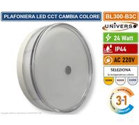 PLAFONIERA CIRCOLARE SMD LED 24W CAMBIA COLORE LUCE CCT SWITCH 3IN1 IP44