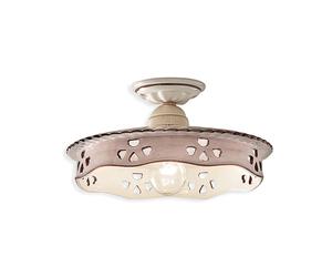 Plafoniera Classica Alessandria Ceramica Bianco Sfumato Oro Decorato 1 Luce E27