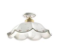 Plafoniera Classica Belluno Ceramica E Ottone Satinato Decorato 1 Luce E27