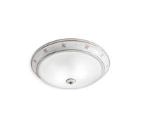 Plafoniera Classica Capua Ceramica E Ottone Satinato Decorato 2 Luci E27