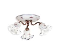 Ferroluce Retrò Plafoniera 3 Luci In Ceramica Color Nero Sfumato Rame C171 Chieti