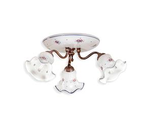 Plafoniera Classica Chieti Metallo E Ceramica Nero Sfumato Rame 3 Luci E14