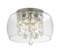 Plafoniera Classica Curva Acciaio Cromo Vetro Trasparente 1 Luce G9