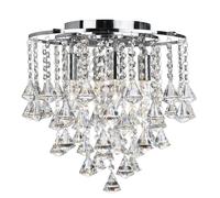 Plafoniera Classica Dorchester Acciaio Cromo Vetro 4 Luci E14