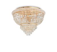 Plafoniera Classica Dubai Metallo-Cristallo Ottone 24 Luci E14