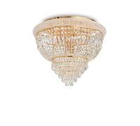 Plafoniera Classica Dubai Metallo-Cristallo Ottone 6 Luci E14