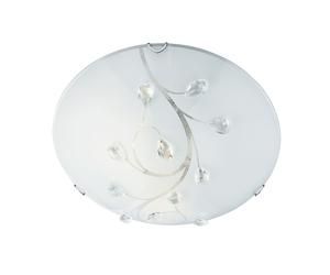 Plafoniera Classica Dunkerque Acciaio Bianco Vetro Cromo 1 Luce E27 D30Cm