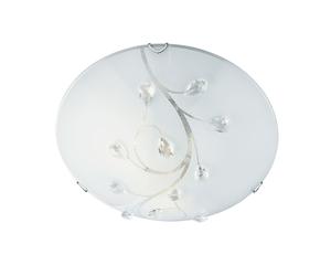 Plafoniera Classica Dunkerque Acciaio Bianco Vetro Cromo 1 Luce E27 D40Cm