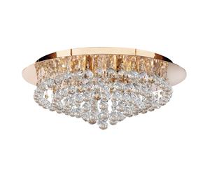 Plafoniera Classica Hanna Acciaio Oro Vetro 8 Luci G9