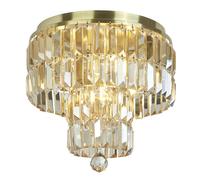 Plafoniera Classica Impero Acciaio Ottone Vetro 4 Luci E14