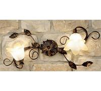 Plafoniera classica in ferro battuto con vetri ambra 2 luci marta-PL2