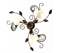 Plafoniera classica in ferro battuto con vetri ambra 3 luci marta-PL3