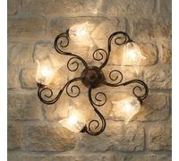 Plafoniera classica in ferro battuto con vetri di murano alice-PL5