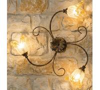 Plafoniera Classica in Ferro Battuto con Vetri di Murano Giorgia-PL3