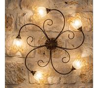 Plafoniera Classica in Ferro Battuto con Vetri di Murano Giorgia-PL5