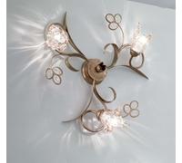 Plafoniera classica in ferro battuto cristallo oro francese 3 luci DP263