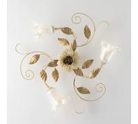 Plafoniera classica in ferro battuto shabby chic avorio e oro 3 luci bon-552