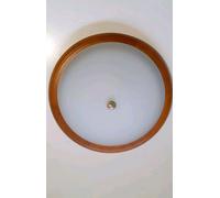 Plafoniera classica In Legno Ciliegio Vetro 2 luci 36 cm vintage tonda Soffitto