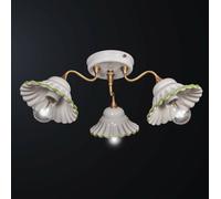Plafoniera classica in ottone e ceramica bianca-verde 3 luci BGA 3141-3