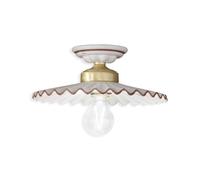 Plafoniera Classica L'Aquila Ottone E Ceramica Decorato Diam. 23Cm Luce E27