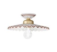 Plafoniera Classica L'Aquila Ottone E Ceramica Decorato Diam. 31Cm Luce E27