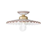 Plafoniera Classica L'Aquila Ottone E Ceramica Decorato Diam. 31Cm Luce E27