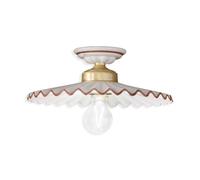 Plafoniera Classica L'Aquila Ottone E Ceramica Decorato Diam. 31Cm Luce E27