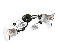 Plafoniera Classica Pisa Metallo E Ceramica Nero Sfumato Argento 2 Luci E14