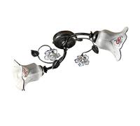 Plafoniera Classica Pisa Metallo E Ceramica Nero Sfumato Argento 2 Luci E14