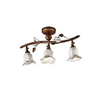 Plafoniera Classica Pisa Metallo E Ceramica Ruggine Sfumato Oro 3 Luci E14