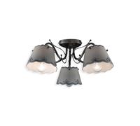 Plafoniera Classica Ravenna Metallo Nero Ceramica Bianca Sfumato Argento 3 Luci E14