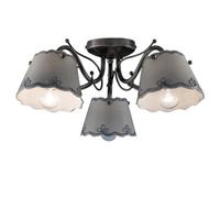Plafoniera Classica Ravenna Metallo E Ceramica Nero Sfumato Argento 3 Luci E14 [EEK: A++]